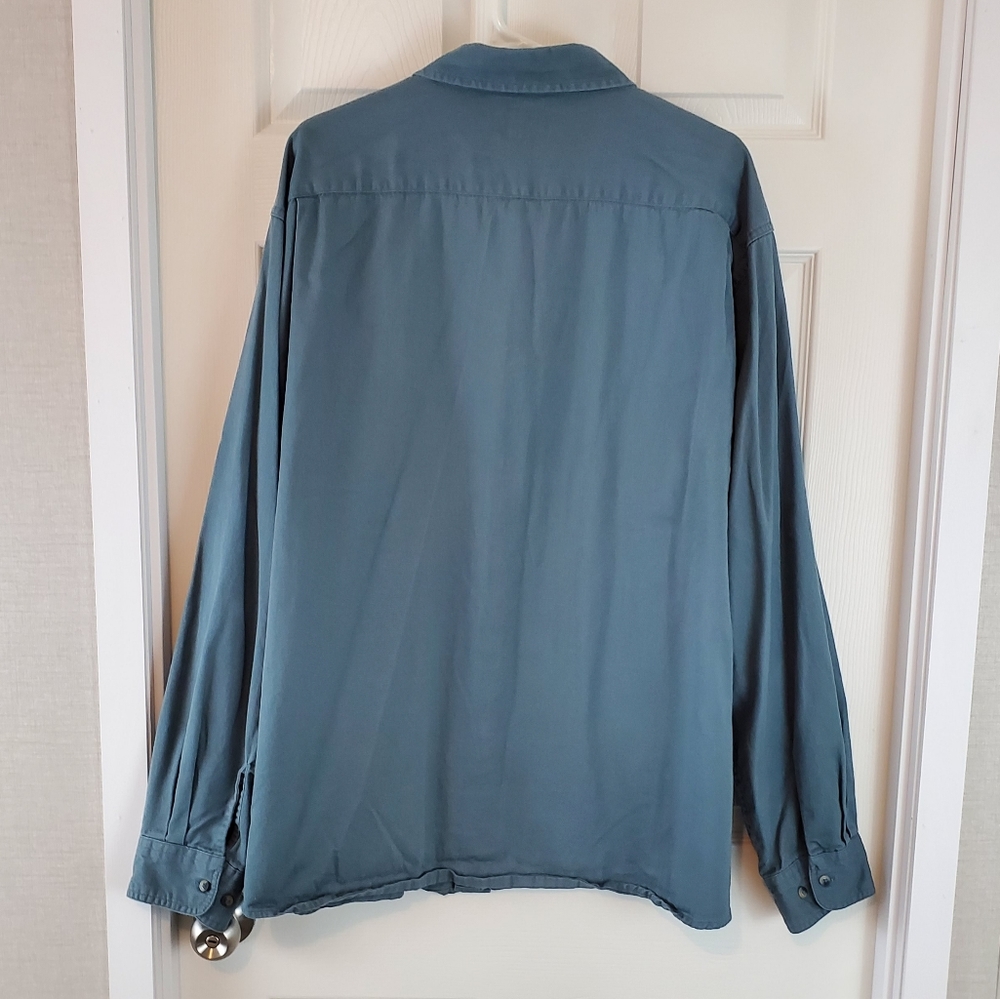 Men's Wrangler Light Blue/Grey Button Up Shirt - Picture 6 of 13